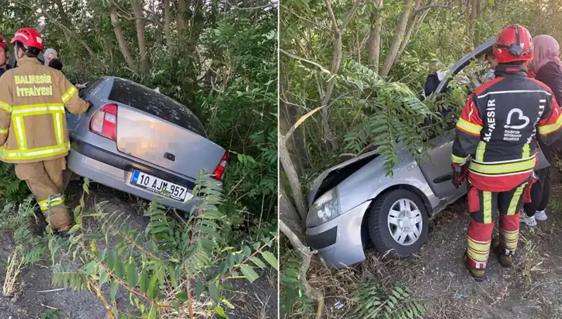 Balıkesir'de Oto Kazası: Araç Şarampole Yuvarlandı, İki Kişi Yaralı